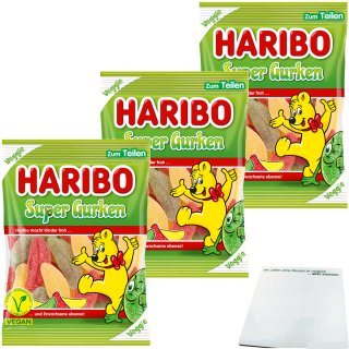 Haribo Super Gurken Veggie 3er Pack (3x175g Beutel) + usy Block