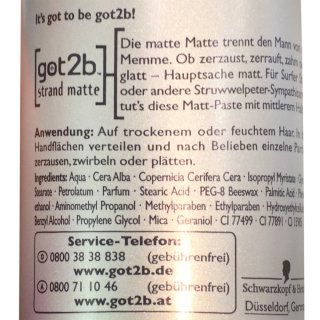 Schwarzkopf Got2b Strand Matte Matt Paste 100 Ml