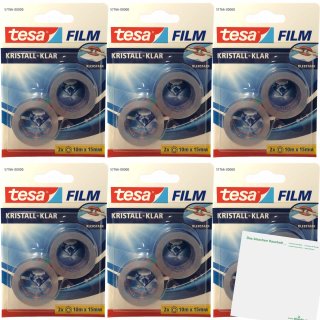 Tesa Film Kristall-Klar 6er Pack (6x2 Rollen 10mx15mm) + usy Block