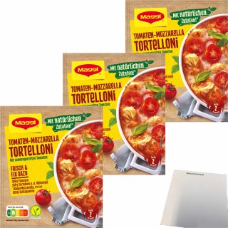 Maggi Fix Tomaten Mozzarella Tortelloni 3er Pack (3x34g Packung) + usy Block