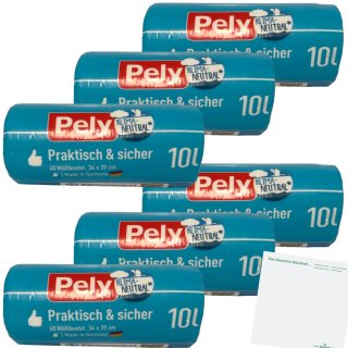 Pely Müllbeutel Praktisch und Sicher 6er Pack (6x40x10l Beutel) + usy Block