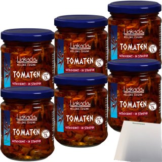 Liakada Tomaten getrocknet in Streifen ohne Öl 6er Pack (6x110g Glas) + usy Block