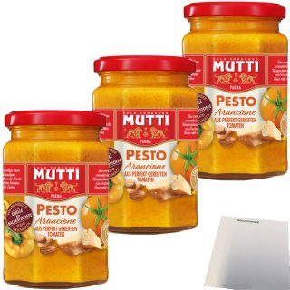 Mutti Pesto Arancione Tomatenpesto 3er Pack (3x180g Glas) + usy Block