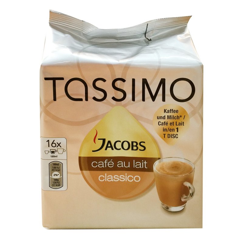 Tassimo Coffee Discs  Tassimo Capsules Jacobs Café Au Lait, 16