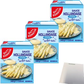 Gut&Günstig Sauce Hollandaise Legere mit 6% Butter 3er Pack (3x335ml Packung) + usy Block