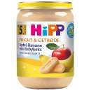 Hipp Apfel-Banane mit Babykeks 3er Pack (3x190g Glas) + usy Block