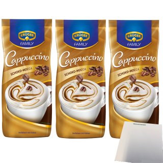Krüger Cappuccino Schoko-Mocca Instant 3er Pack (3x500g Packung) plus usy Block