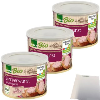 Edeka Bio Schinkenwurst mild gewürzt 3er Pack (3x200g Dose) + usy Block