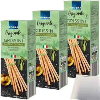 Edeka Italia Grissini mit 10 % Olivenöl aus Italien 3er Pack (3x125g Packung) + usy Block