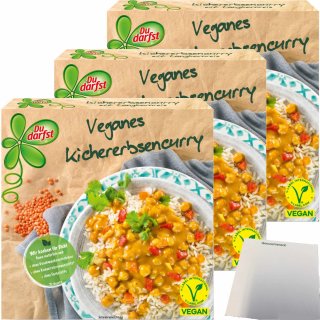 Du darfst veganes Kichererbsencurry mit Langkornreis 3er Pack (3x375g Packung) + usy Block