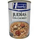 huertas Judias Con Chorizo (Bohnen mit Paprikawurst) 3er Pack (3x415g Konserve) + usy Block