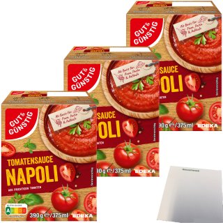 Gut&Günstig Tomatensauce Pastasauce Napoli 3er Pack (3x390g Packung) + usy Block