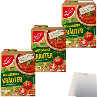 Gut&Günstig Tomatensauce Pastasauce Kräuter 3er Pack (3x390g Packung) + usy Block