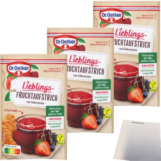 Dr. Oetker Lieblings-Fruchtaufstrich zum Selbermachen 3er Pack (3x68g Packung) + usy Block