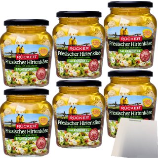 Rücker Frisischer Hirtenkäse Salatwürfel in Öl mit Kräutern 6er Pack (6x300g Glas) + usy Block