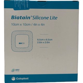 Coloplast Biatain Silicone Lite Schaumverband mit sanfter Silikonhaftung 10x10cm (10 Stück Packung)