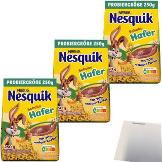 Nesquik Kakaopulver Schoko Hafer 3er Pack (3x250g Beutel) + usy Block