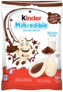 Kinder Milkredible Cocoa – Milky Candy Droplets mit cremiger Kakao-Füllung, ca. 105 g Beutel (27 x 3,9 g einzeln verpackt) – Milchbonbons mit Schokoladenkern